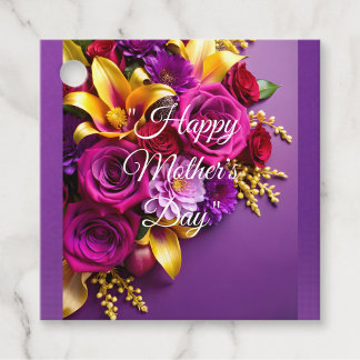 Étiquette cadeau élégante fleurs violettes “Joyeus