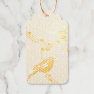Étiquette cadeau en feuille d'or Rossignol romanti
