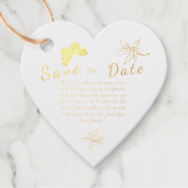 Étiquette-cadeau Enregistrer la balise Date Love Heart Favor (Devant)