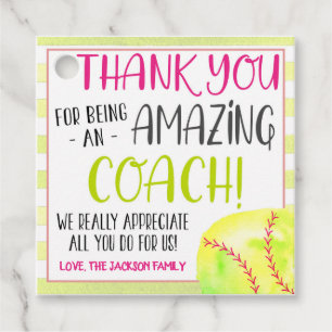 Étiquette cadeau entraîneur de softball