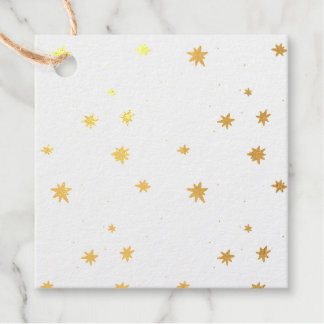Étiquette-cadeau étoiles scintillantes avec à feuillage persistant