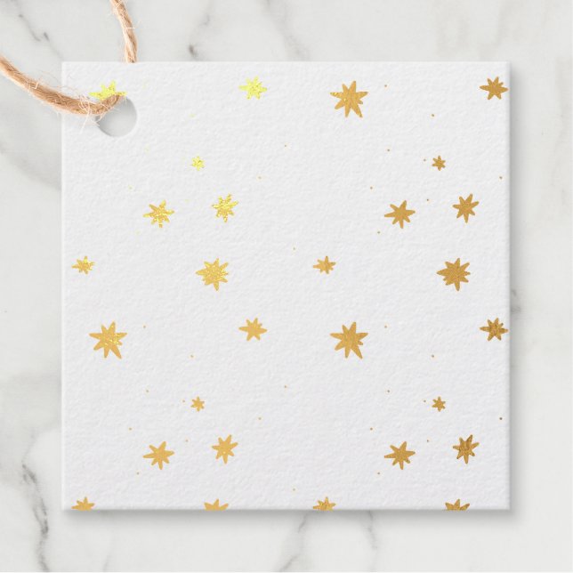 Étiquette-cadeau étoiles scintillantes avec à feuillage persistant (Devant)