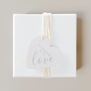 Étiquette-cadeau Fait main avec cœur en forme de cœur