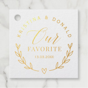 Étiquette-cadeau Faveur de mariage élégante en or blanc