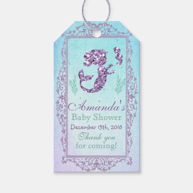 Étiquette cadeau Favori Baby shower Sirène (Devant)