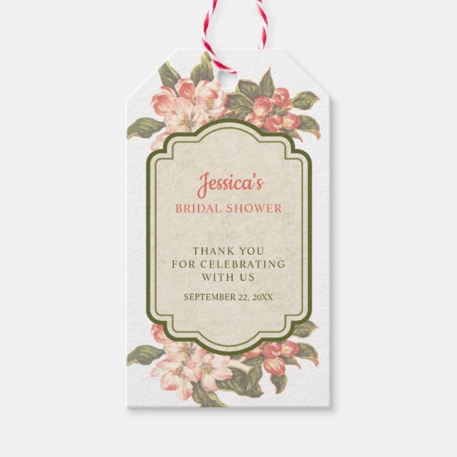 Étiquette cadeau Fête de mariage Fleur de pommier  (Devant)