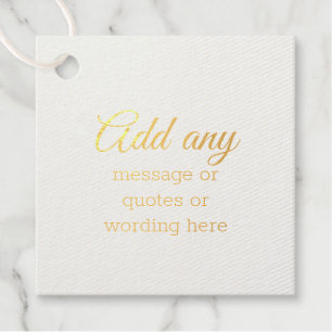 Étiquette-cadeau Feuille d'Or PERSONNALISÉE Simple Élégant Blanc