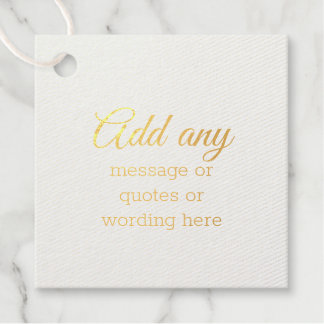 Étiquette-cadeau Feuille d'Or PERSONNALISÉE Simple Élégant Blanc