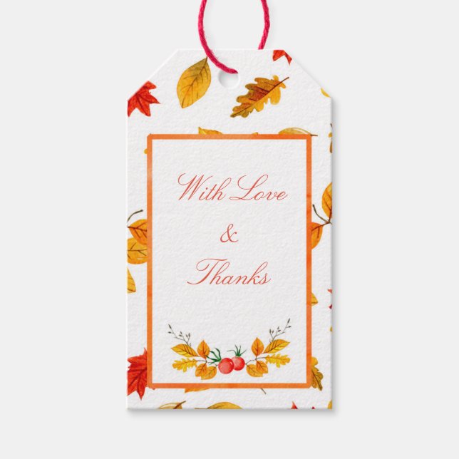 Étiquette cadeau Feuilles d'automne rustique (Devant)
