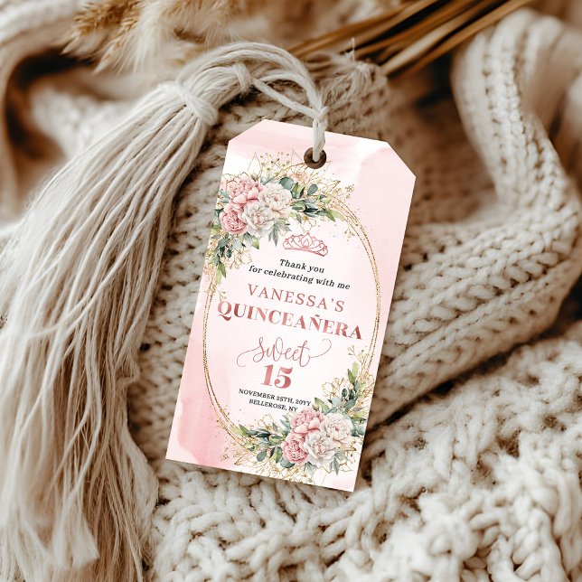 Étiquette cadeau florale boho eucalyptus rose tend (Boho Floral Eucalyptus Gift Tag in Blush Pink)