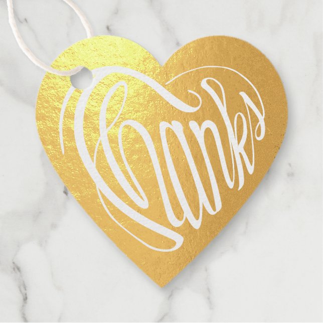 Étiquette-cadeau Forme de coeur grâce en 6 langues (Devant)
