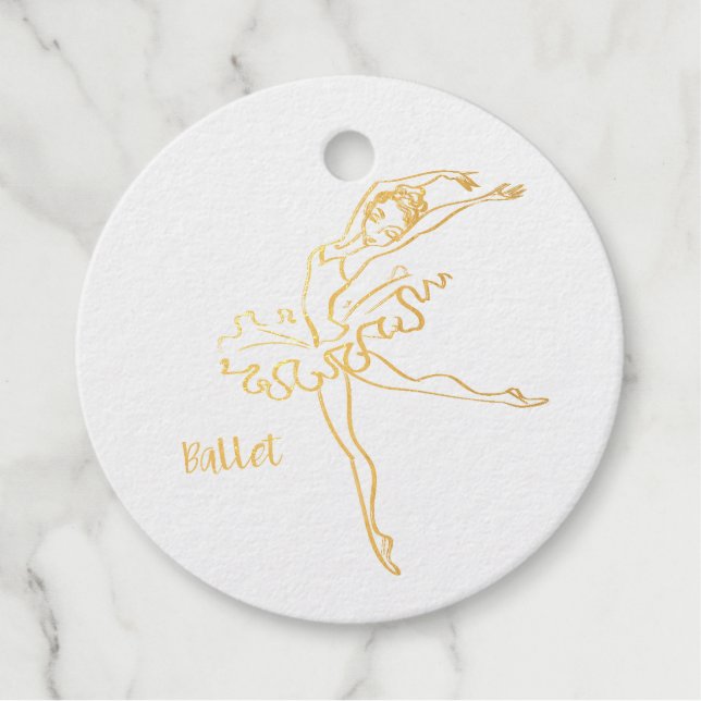 Étiquette-cadeau Gabarit de danse de ballet élégant feuille de scri (Devant)