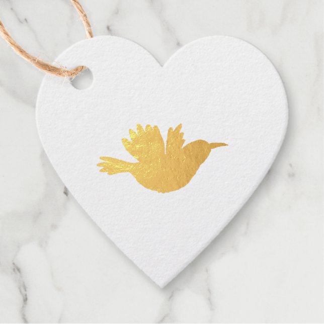 Étiquette-cadeau Gold Bird Heart (Devant)