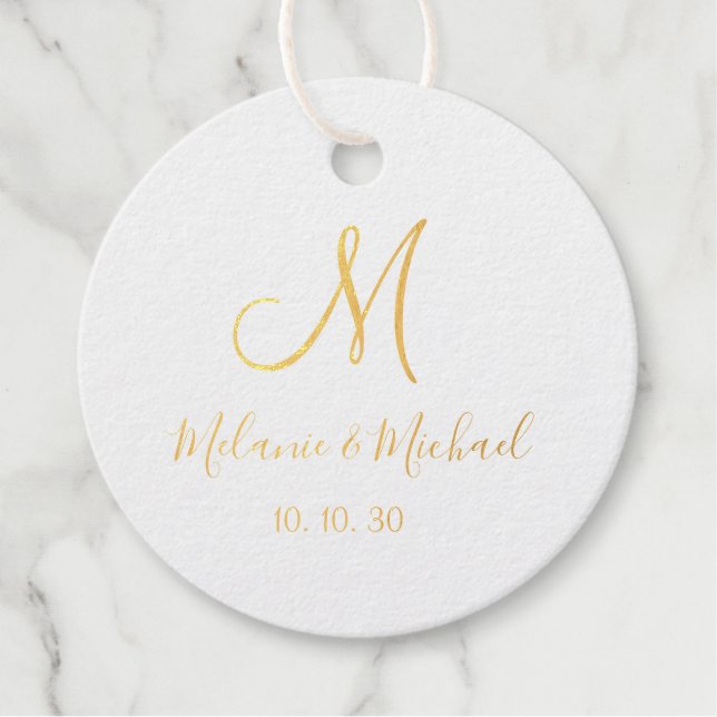 Étiquette-cadeau Gold Foil 50e anniversaire Mariage Noms Merci (Devant)