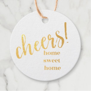 Étiquette-cadeau Gold Foil Circle - "Bravo! Home Sweet Home"