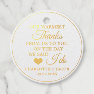 Étiquette-cadeau GOLD Mariage Coeur le plus chaud Merci MERCI