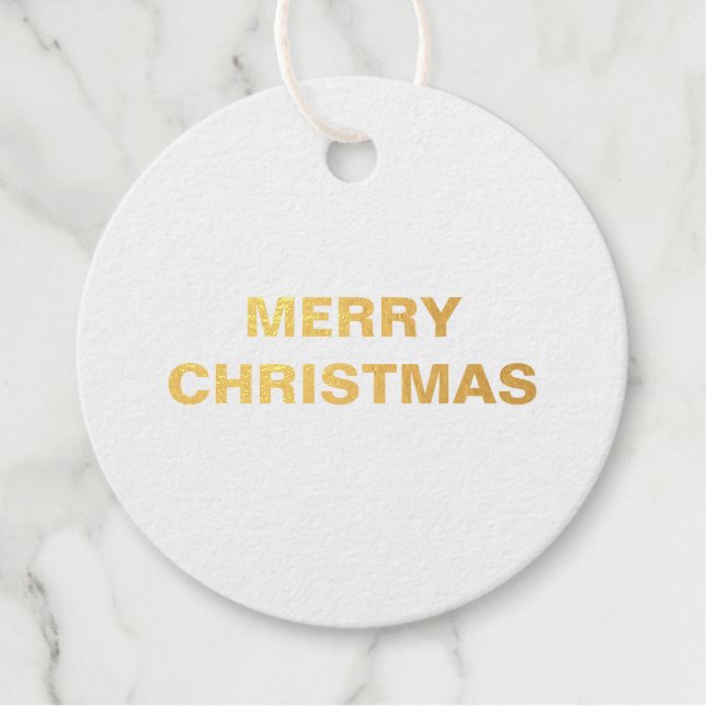 ÉTIQUETTE-CADEAU GOLD MERRY NOËL BALISES DE FAVEUR SIMPLES (Devant)