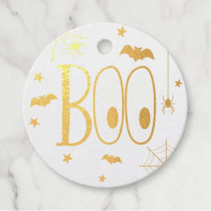Étiquette-cadeau Halloween Gold Foil Boo