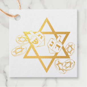 Étiquette-cadeau Hanoukka Star et Dreidels