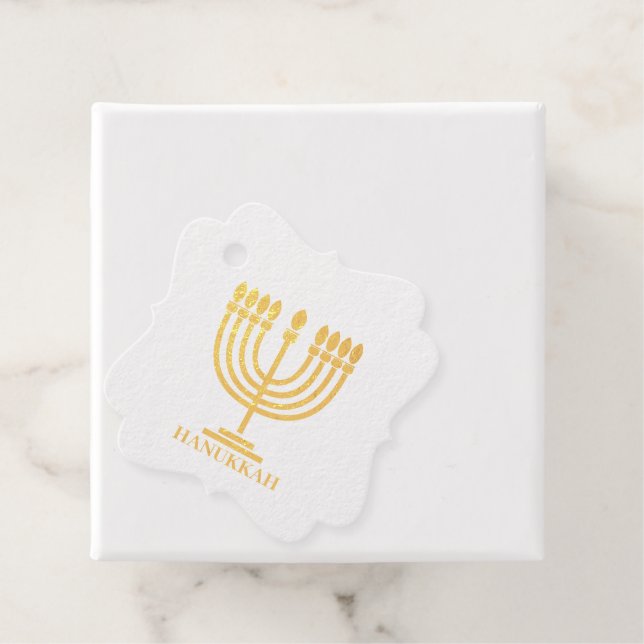 Étiquette-cadeau Hanukkiah Happy Hanoukka Juive Fête Menorah (Avec boite)