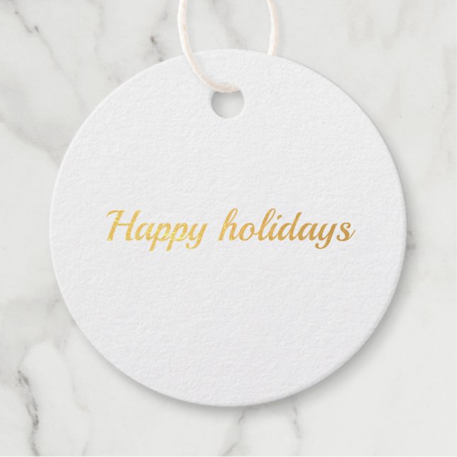 Étiquette-cadeau happy holiday simple minimum cercle feuille cadeau (Devant)
