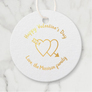 Étiquette-cadeau Heureuse Sainte-Valentin coeur rouge script person