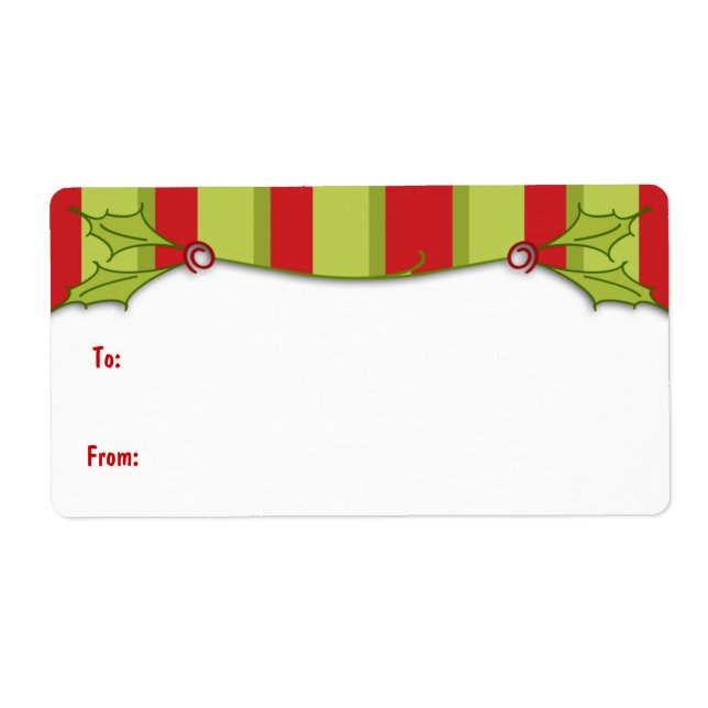 Étiquette cadeau Holly Striped (Devant)