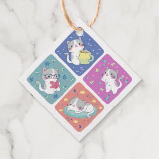Étiquette-cadeau Illustration de la journée bouillonnante de Cute K