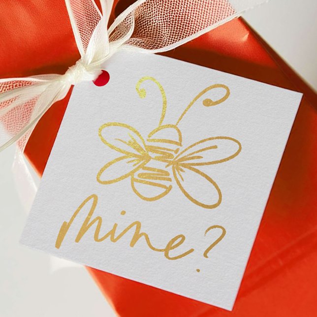 Étiquette-cadeau Illustration de la mine d'abeilles Saint-Valentin (Bee Mine Illustration Valentine's Day Foil Favor Tags)