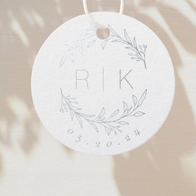 Étiquette-cadeau Initiales botaniques modernes élégants Monogramme  (Créateur téléchargé)