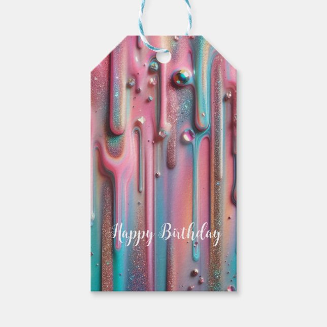 Étiquette cadeau Iridescente Holographique Drift (Devant)