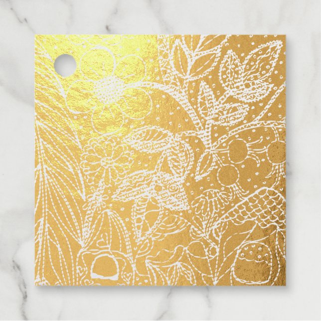 Étiquette-cadeau Jardin Magique Motif Encre Fantaisiste (Devant)