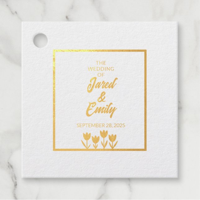 Étiquette-cadeau Jaune de mariage (Devant)