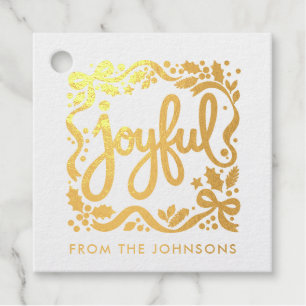 Étiquette-cadeau Joie de Noël Calligraphie Ruban Fantaisiste Joli