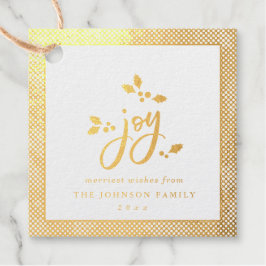 Étiquette-cadeau Joy Gold Foil Misteltoe Joyeux Noël