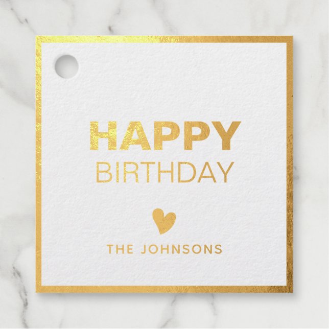 Étiquette-cadeau 'Joyeux Anniversaire' personnalisation de feuille  (Devant)
