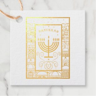 Étiquette-cadeau Joyeux Hanukkah Belle fête juive Menorah