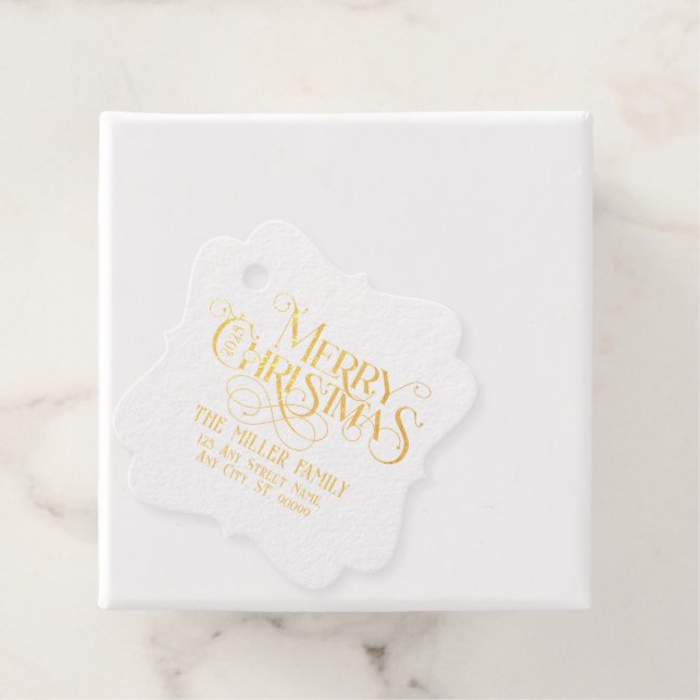 Étiquette-cadeau Joyeux Noël Retro Typographie (Avec boite)