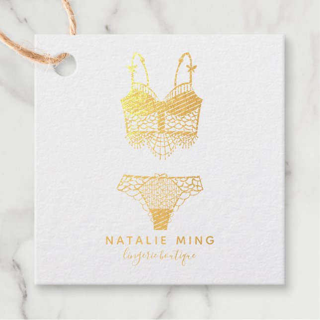 Étiquette-cadeau Lace Lingerie Boutique Logo Affaires (Devant)