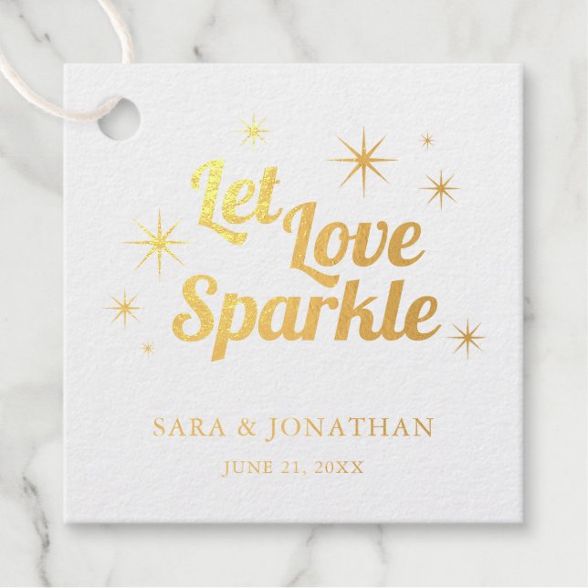 Étiquette-cadeau Laisser Love Sparkle Gold Foil Envoyer (Devant)