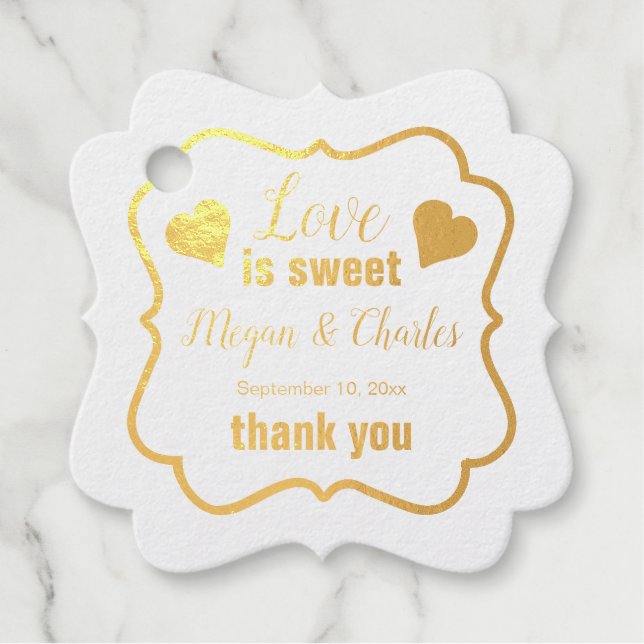 Étiquette-cadeau L'amour est doux Coeurs Mariage Citation Merci (Devant)