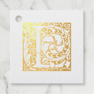 Étiquette-cadeau LETTRE D'ANNÉE D'OR ÉCLAIRÉ L MONogramme