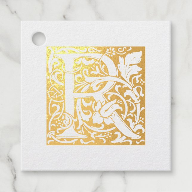 ÉTIQUETTE-CADEAU LETTRE D'ANNIVERSAIRE D'OR ÉCLAIRÉ R MONO (Devant)