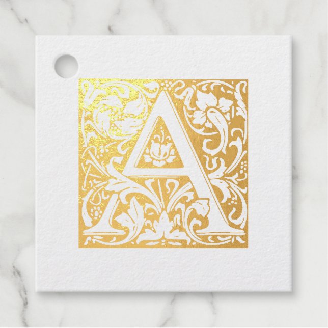 Étiquette-cadeau Lettre illuminée A Monogramme Mariage Anniversaire (Devant)