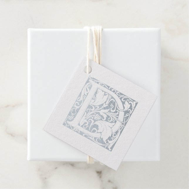 Étiquette-cadeau Lettre illuminée D Monogramme Anniversaire Argent (Avec boite)