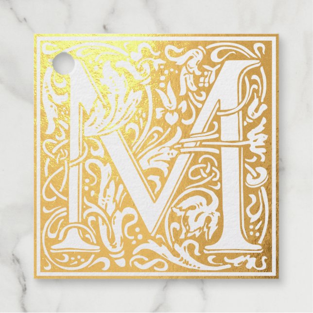 Étiquette-cadeau Lettre M art nouveau  (Devant)