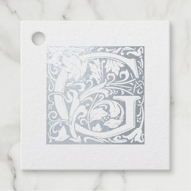 Étiquette-cadeau LETTRE mariage ÉCLAIRÉE G MONogramme (Devant)