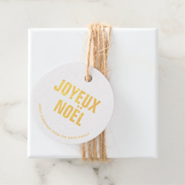 Étiquette-cadeau Lettres audacieuses "Joyeux Noel" (Avec boite)