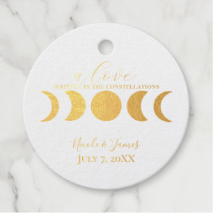Étiquette-cadeau Luxe Lunaire Noir & Crème Phase Lunaire Mariage