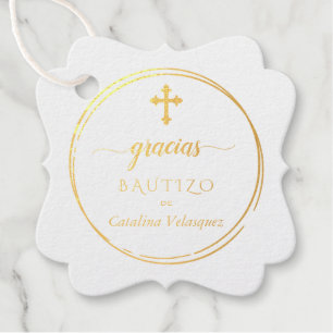Étiquette-cadeau Lys turquoise iiivoire Fleurs Merci Baptême